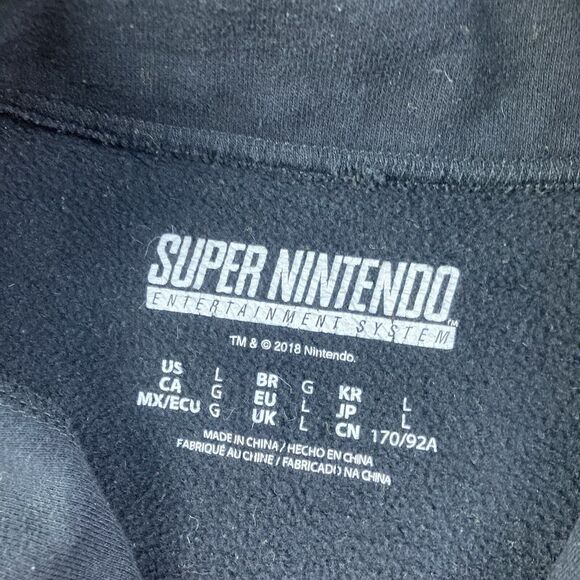 Super Nintendo Entertainment System Black 1/4 Zip Sweatshirt Women's Sz Large - Picture 2 of 7